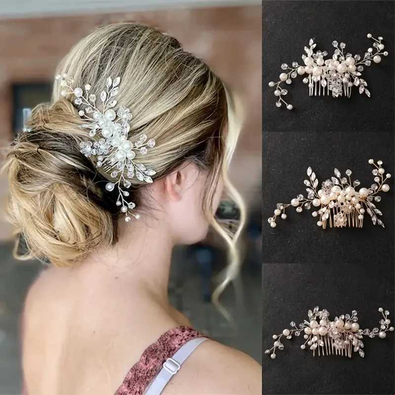 Luxurious Pearl Crystal Wedding Hair Combs Hair Accessories for Bridal Flower Headpiece Women Bride Hair Ornaments JewelryX240913