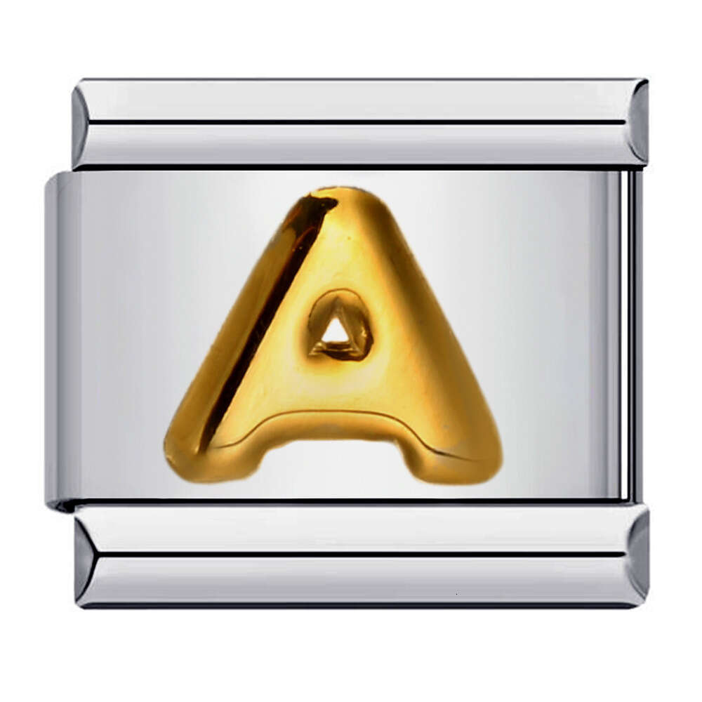 Titanium Steel Gold-Plated Raised English Letters DIY Bead Bracelet Italian Bracelet Italian Charm Links Fit 9Mm Bracelet Jewelry DIY Making Gifts