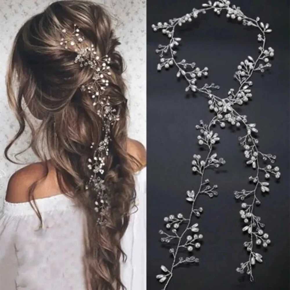 Crystal Pearl Bridal Tiaras Hairbands Hairpins Bridesmaid Diamante Hair Vine Accessories Wedding Jewelry HeadwearX240913