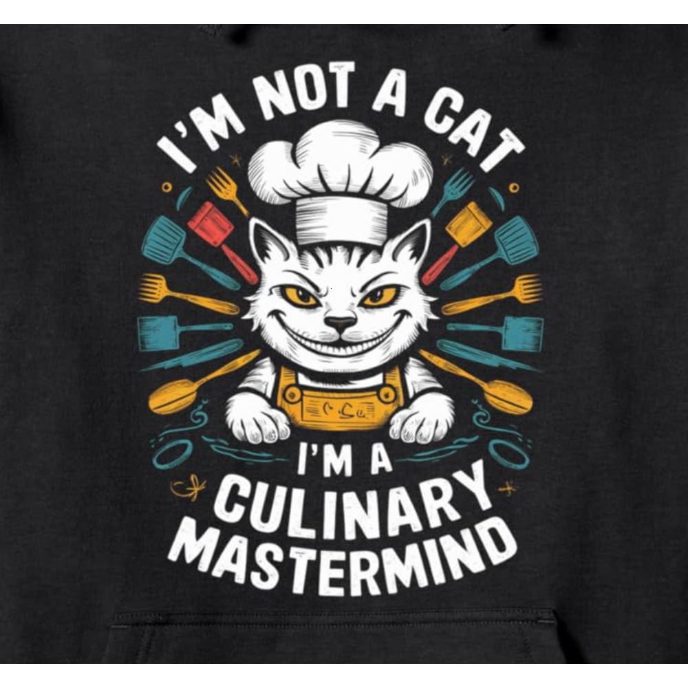 Hoodie for Mens Womens Culinary Mastermind Chef Cat Funny Cooking Foodie Kitchen Pullover Hoodie Graphic Hoodies sweatshirt Pullover Long Sleeve
