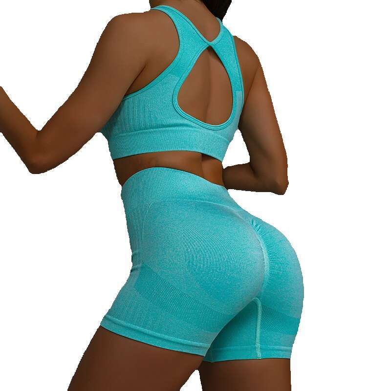 Sports and Fitness Suit Smiling Face Peach Buttocks Breathable Elastic Shorts Womens Back Bra Yoga Pants Yoga Top Woman Workout Clothe