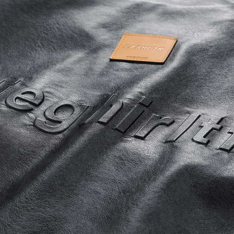 Autumn Mens Leather Jacket New Back Leather Design Single Breasted Placket Standing Collar Coat Mens Leather clothingX240913