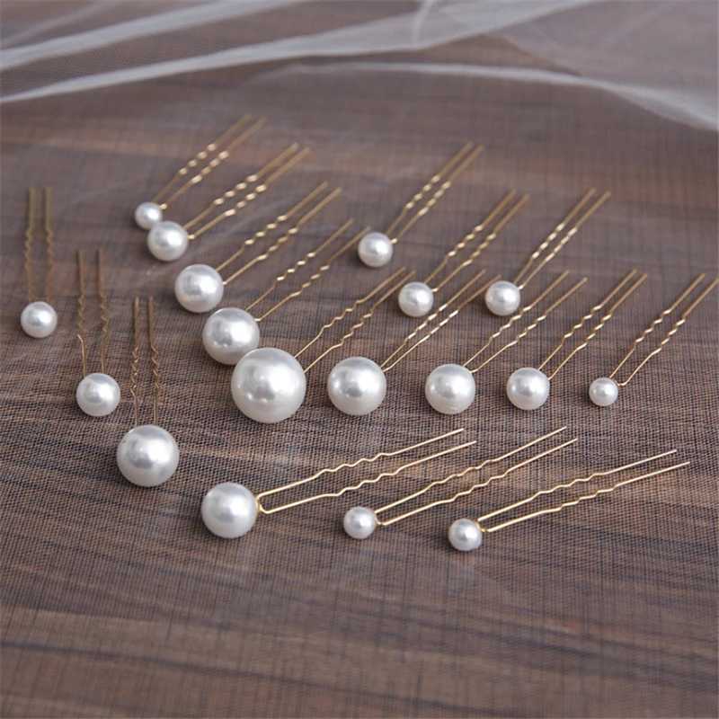 Women U-shaped Pin Metal Barrette Clip Hairpins Simulated Pearl Bridal Tiara Hair Accessories Wedding Hairstyle Design ToolsX240913