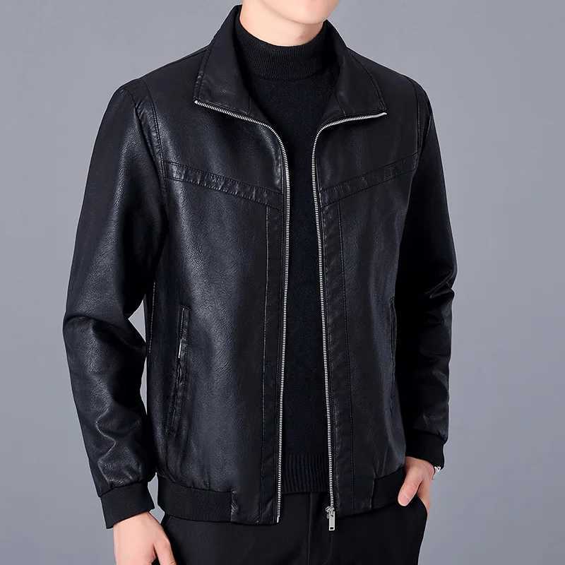 Spring Autumn Men Jacket Black Leather Coat Concise Young Man Bomber Jackets Zipper Leather Jacket for Men Plus Size M-5XL MY266X240913