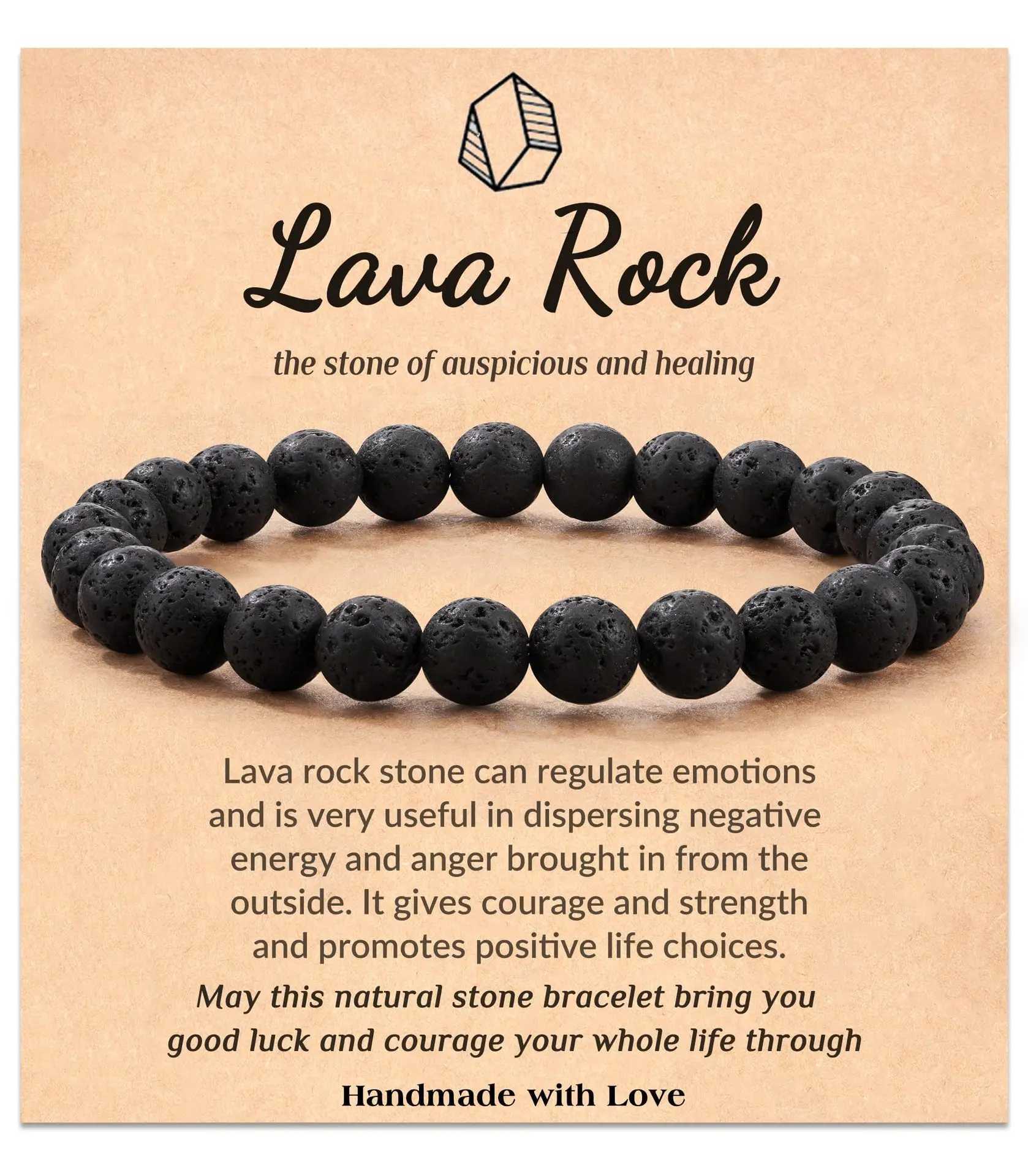 1 piece of 8mm trend lava stone natural stone bead bracelet mens charm bracelet jewelry gift W240913