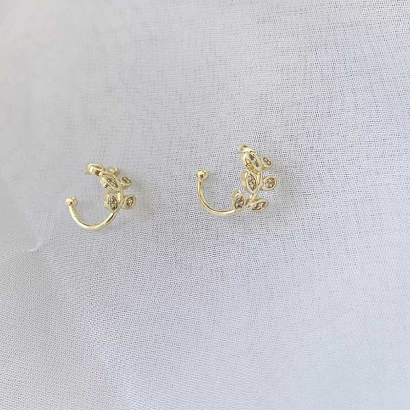 Fashion New Crystal Leaf Clip Earrings for Women Gold Color Exquisite Without Piercing Ear Cuff 2021 Korean Trendy Jewerly GiftsX240913