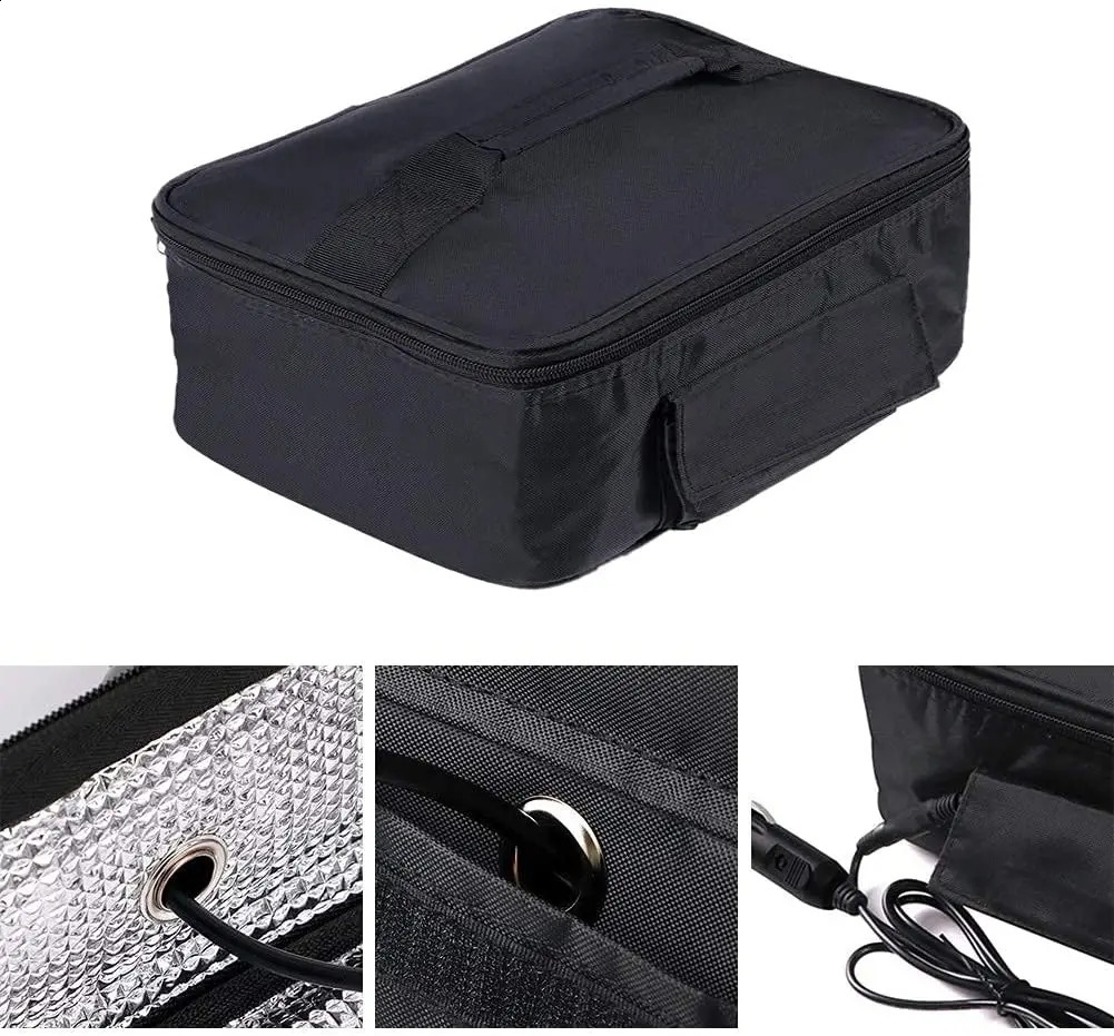 Portable mini microwave 12V heating electric lunch box food heater travel camping car picnic bag bento 30 x 20 10cm 240910
