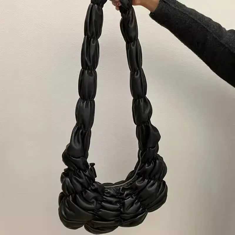 Quilted Crossbody Bag for Women Pleated Handbags Padded Cloud Shoulder Bags Ruched Bubbles Tote Leather Casual Messenger 240913