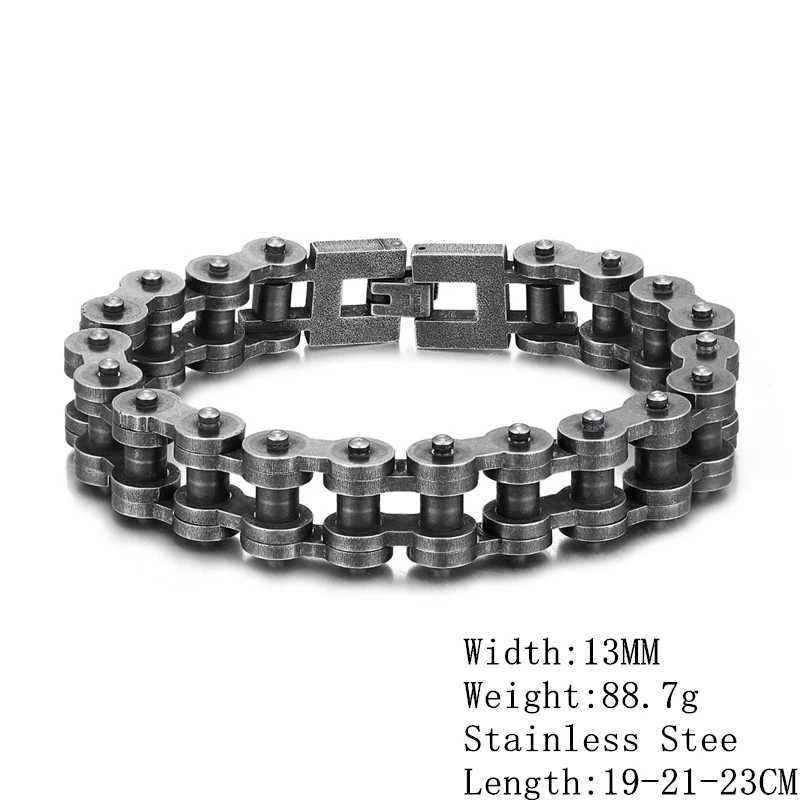 MKENDN Locomotive Men Punk Rock Bicycle Chain Bracelet Wristband Fashion Stainless Steel Motorcycle Bracelets Male PulseiraX240913