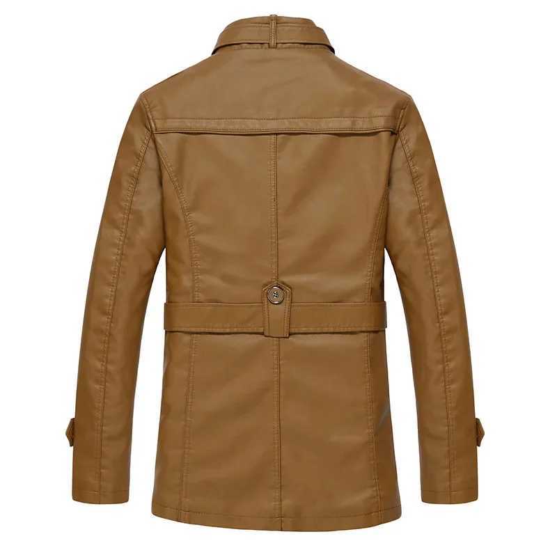 New Mens Leather Jackets Autumn Casual Motorcycle PU Jacket Biker Leather Coats Brand Clothing Long Fleece Mens Leather JacketsX240913