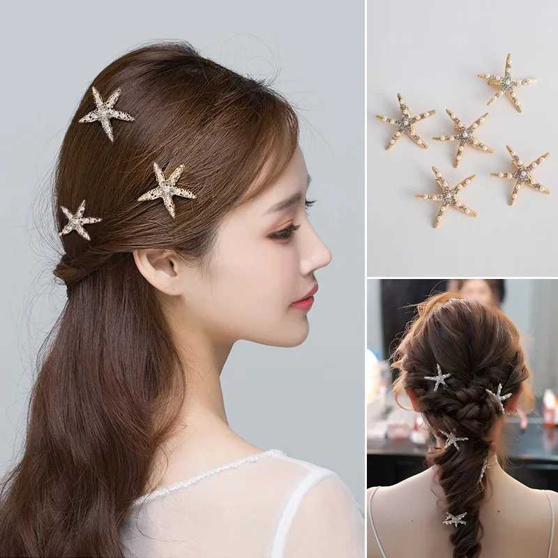 Koreas starfish hair clip Wedding gown accessories rhinestones Accessories Hair pearls hairpins ornamentsX240913