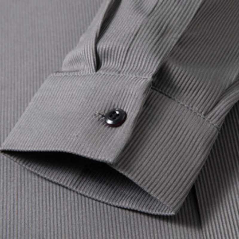Mens Business Casual Solid Color Long-sleeve Polo Shirt for Autumn and Winter Stretchable. Daily Commute Long V-neck T-shirt.X240912