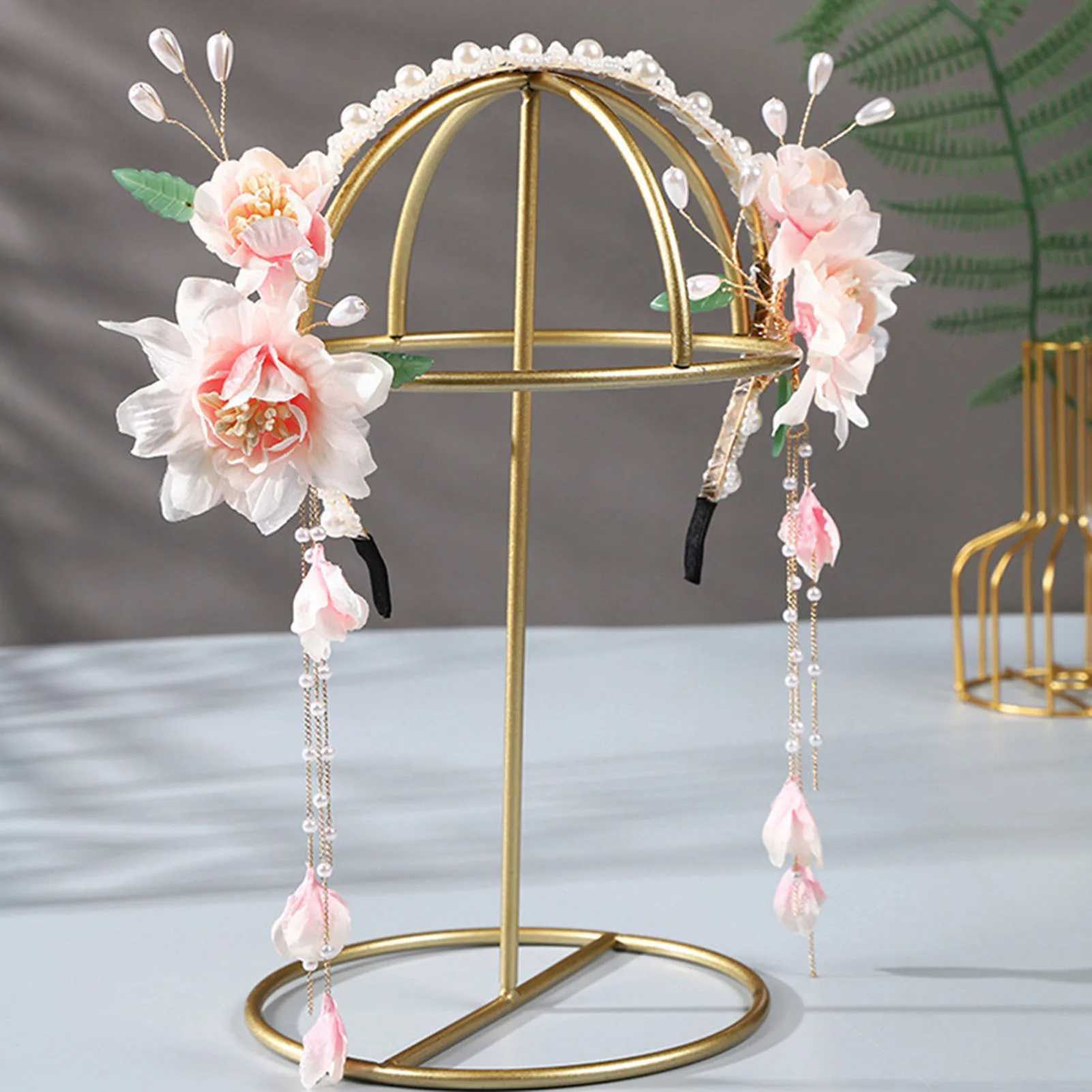 Flower Pearl Headbands Wedding Hair Accessories For Women Pink/blue Color Floral Fringe Hair Hoop Bride Chinese Head JewelryX240913