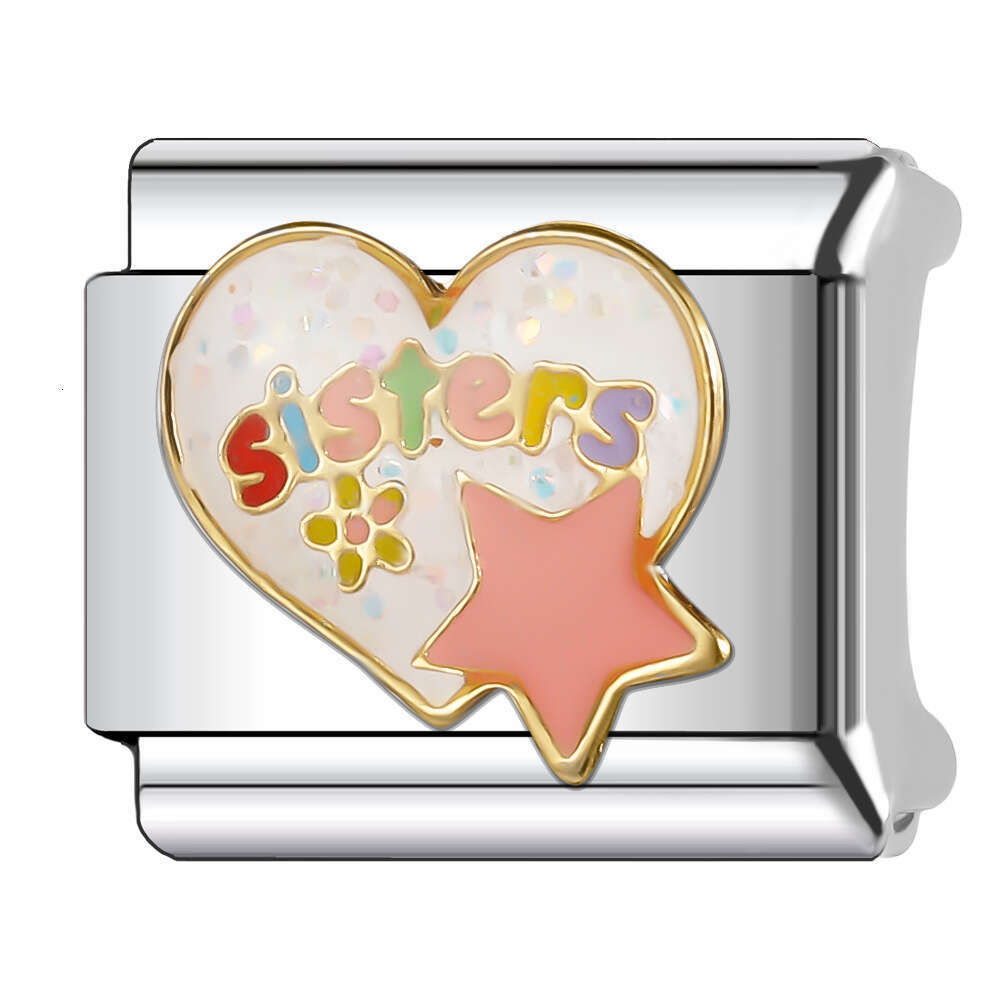 New Women's Gift flower Bead Italian Charms Links Bangle Beads Fit 9mm Stainless Steel Bracelet Making DIY For Women Fashion Jewelry