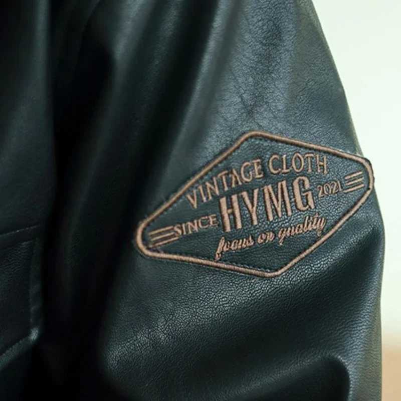 New Mens Leather Jacket American Retro Military Style Leather Jacket Bomber Jacket Fashion Versatile Temperament Fitted CoatX240913