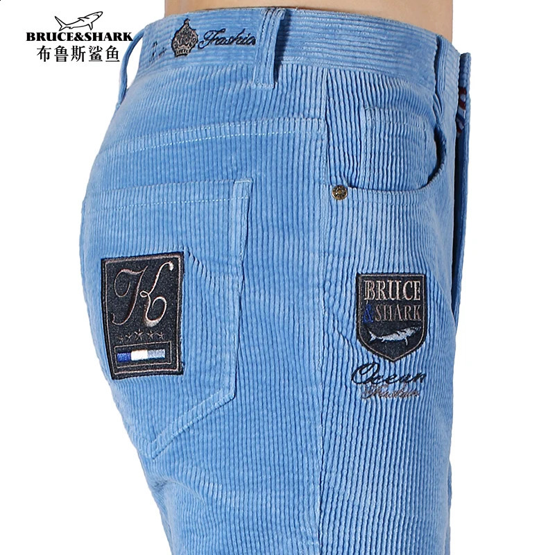 Winter Mens Blue Corduroy Trousers Comfortable Fashion Straight Stretch Mans Pants Heavy Cotton Top quality Big Size 40 240904