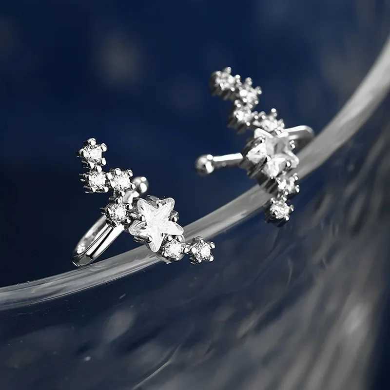 Silver Color Simple Punk Metal Zircon Ear Cuff Clip on Earrings for Women No Pierced Crystal Star Earcuff Ear Wrap Clips JewelryX240913