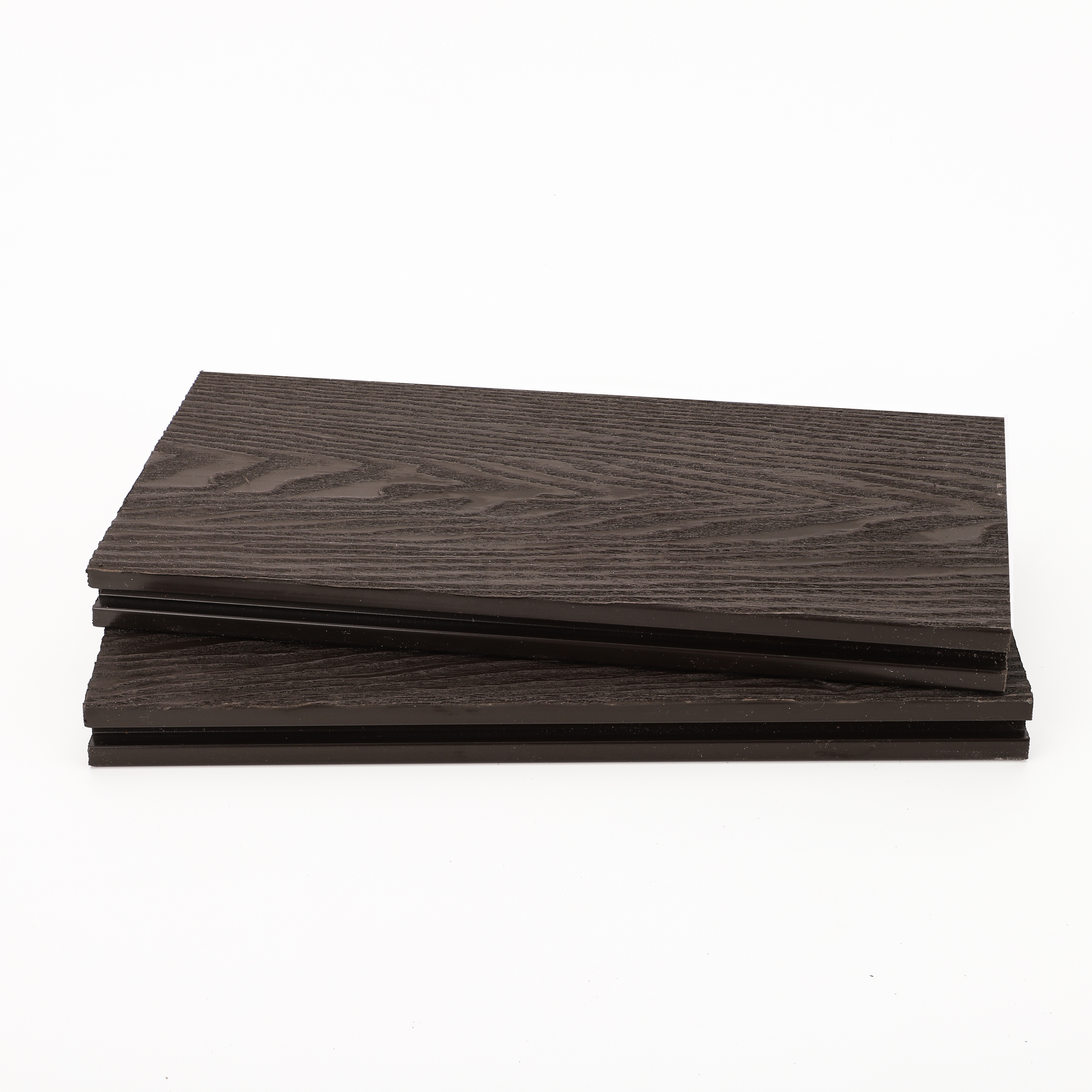 Hot outdoor waterproof 3D embossed square hole wood grain wood plastic black floor