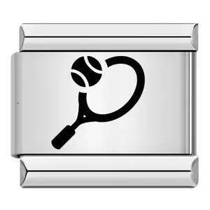 New Sports Pattern Italian Module Titanium Steel Laser Carving DIY Free Splicing Bracelet Fit 9mm Bracelet Jewelry DIY Making Gifts