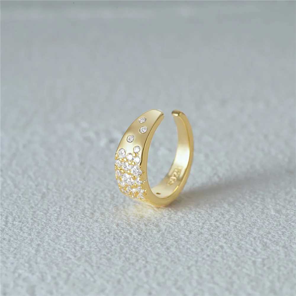 BOAKO 925 Sterling Silver Classic Simple Crystal Inlay Ear Cuff None Piericed C-shaped Earrings For Women Ohrringe Silber 925X240913