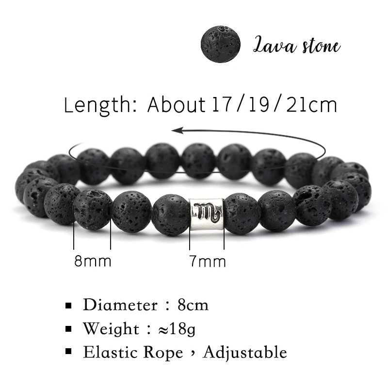 Natural volcanic stone bracelet with 12 zodiac signs Virgo Capricorn Taurus Aquarius Cancer Aries Pisces Gemini Libra W240913