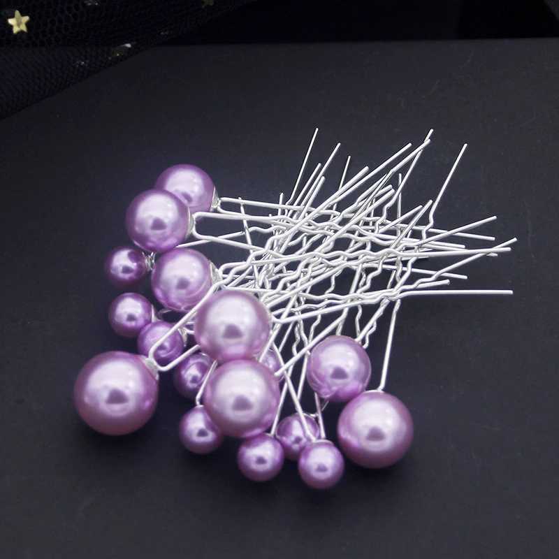 Fashion U-shaped Pin Pink Barrette Clip Hairpins Purple Pearl Bridal Tiara Hair Accessories Wedding Hairstyle Design ToolsX240913