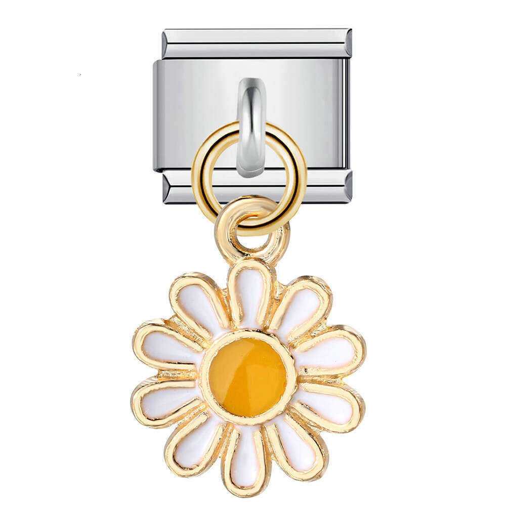 Single Sier Bottom Wer Pendant Beads Gold Plated Enamel DIY Hook Bracelet Italian Charm Links Stainless Steel Fit 9mm Bracelet Jewelry DIY Making Gift