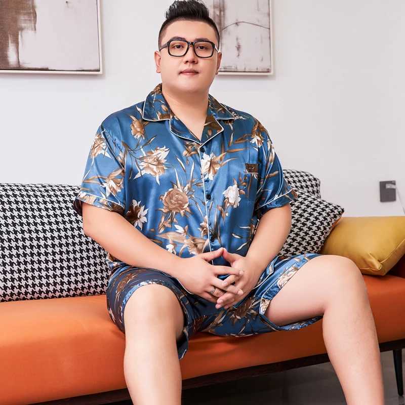 3XL-5XL Loose Man Home Clothes Round Neck Short Sleeve Man Two-piece Set Simple Printing Pajamas Set for Man Summer New Y240913