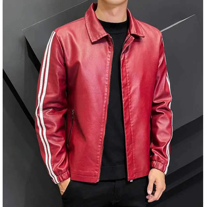 Brand Clothing Men Leather Jacket Plus Size S-4XL Black Brown Mens Lapel Coats Leather Biker Jackets Motorcycle Leather JacketX240913