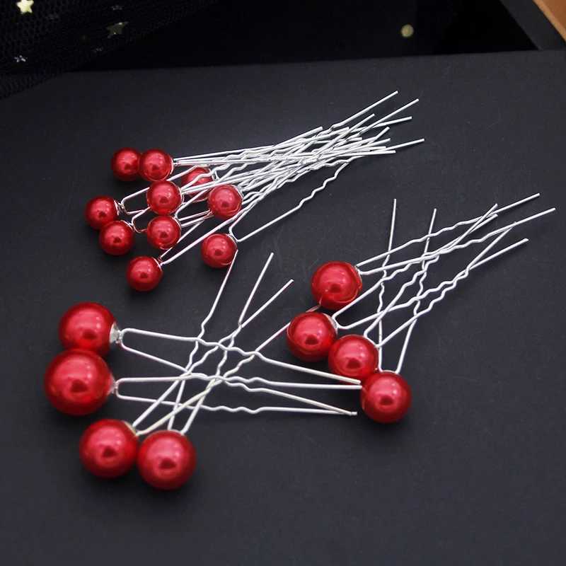 Fashion U-shaped Pin Pink Barrette Clip Hairpins Purple Pearl Bridal Tiara Hair Accessories Wedding Hairstyle Design ToolsX240913