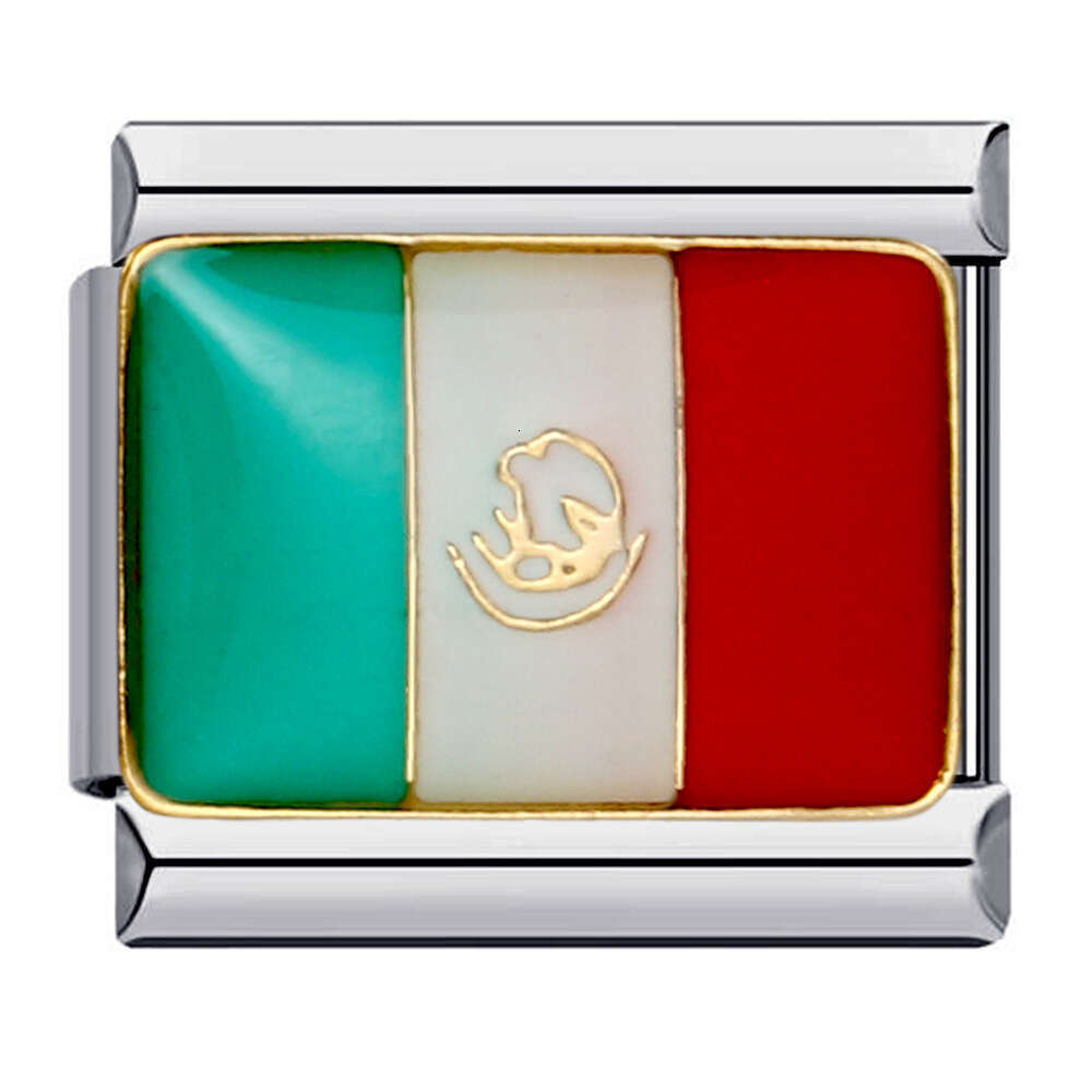 Flag, Beads, Bracelet, , Gold Plated, Enamel Welding Pattern, DIY Bracelet Italian Charm Links Stainless Steel Fit 9mm Bracelet Jewelry DIY Making Gif