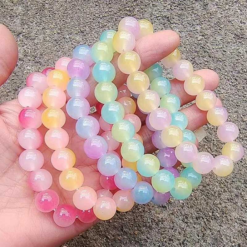 Fashion Pink Crystal Quartz Natural Stone Bracelet Elastic Spiritual Healing Energy Chain Bracelet Jewelry Beads Lover Gift W240913