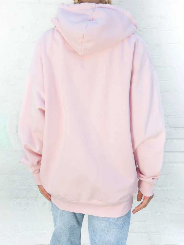 Sweet Pink Oversized Hoodie Autumn Long Sleeve Hooded Zip-up Cotton Sweatshirt Casual Preppy Style Cute Hoodies Top for Woman M240912