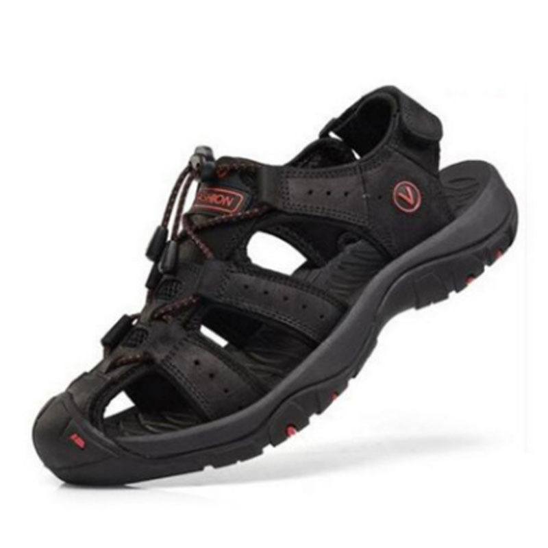 Classic Men's Sandals Summer Soft Leather Sandals Breathable Men Shoes Genuine Leather Sandals Soft Outdoor Men Roman Sandals
