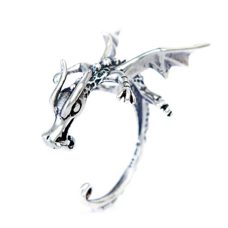 Vikings Style 925 Sterling Silver Dragon Vintage Ear Bone Clip Cuffs Earrings For Women Men No Piercing Fake Cartilage EarringsX240913