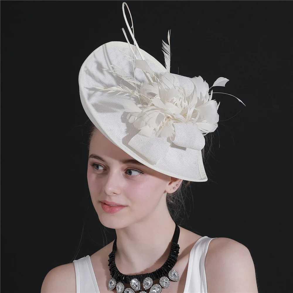 New Flower Feather Wedding Evening Party Tea Party Mesh Hair Band Fascinator HatX240913