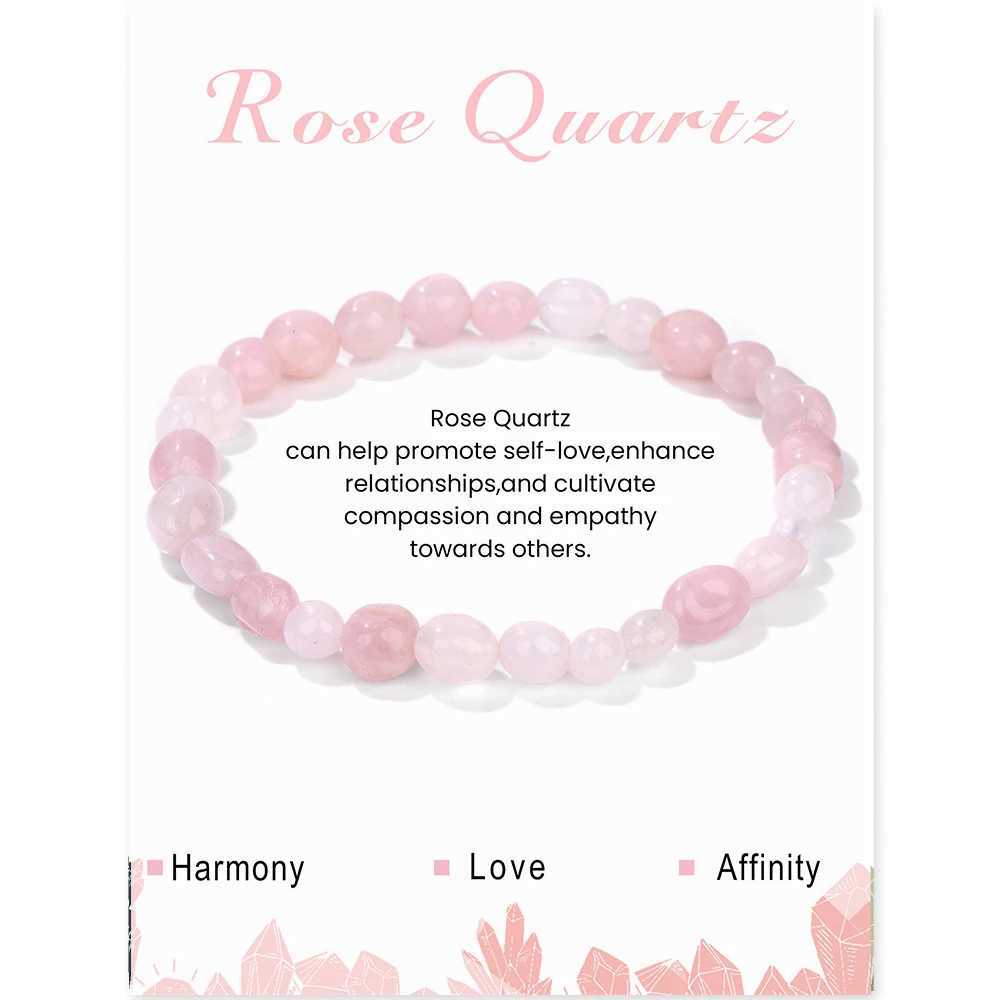 Hot selling Rose Quartz Bead Bracelet Natural Stone Prehnites Citrines Bracelet with Information Card Suitable for Women Yoga Energy Gift W240913