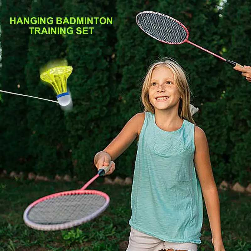 Elastic Badminton Trainer Set Fun Badminton Solo Trainer Kids with Luminescent Badminton Balls Badminton Training Equipment Y240912