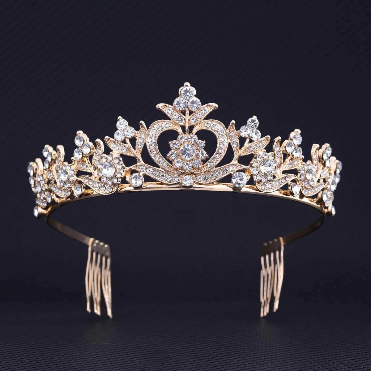 Gold Silver Color Bridal Headwear Crystal Crown Hair Comb Ladies Exquisite Dazzling Luxurious Birthday Party Hair AcessoriesX240913