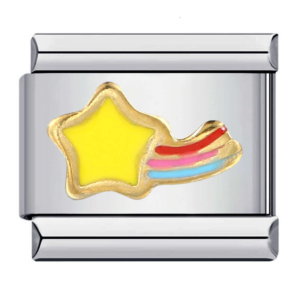 Stainless Module Titanium Steel Welding Drip Oil Pattern DIY Bracelet Italian Charm Italian Charm Bracelet Fit 9mm Bracelet Jewelry DIY Making Gifts