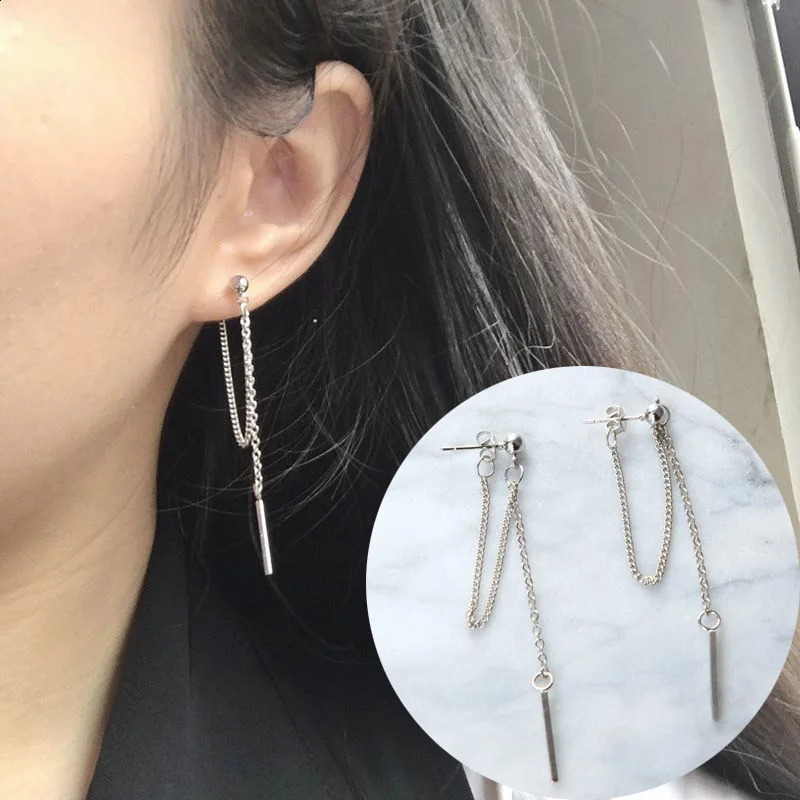 Korean Jewelry Women Long Tassel Drop Earrings Chain Metal Texture Dangle Brincos Statement Wholesale Bijoux Gift EB126 240906