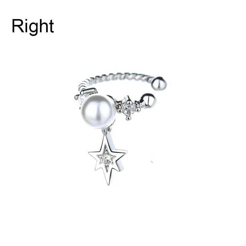 2024 No Pierced Ear Cuff Earrings silver Color Star Sparkling Pearl Clip Earrings for Women Ear Bone Fake Cartilage JewelryX240913
