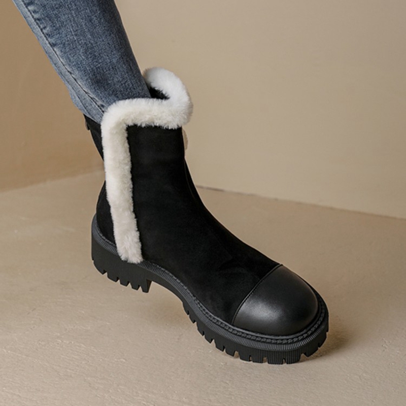 New Winter Women Shoes Suede Boots Women Round Toe Chunky Boots Thick Heel Shoes Designer Boots Solid 2021 Fashion Shoes Women