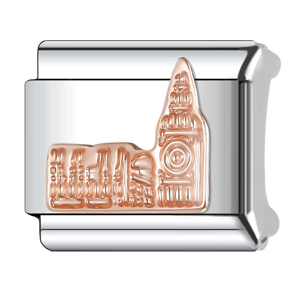 New Women's Gift Rose gold color Love Lock Bead Italian Charms Links Bangle Beads Fit 9mm Stainless Steel Bracelet Making DIY For Women Fashion J