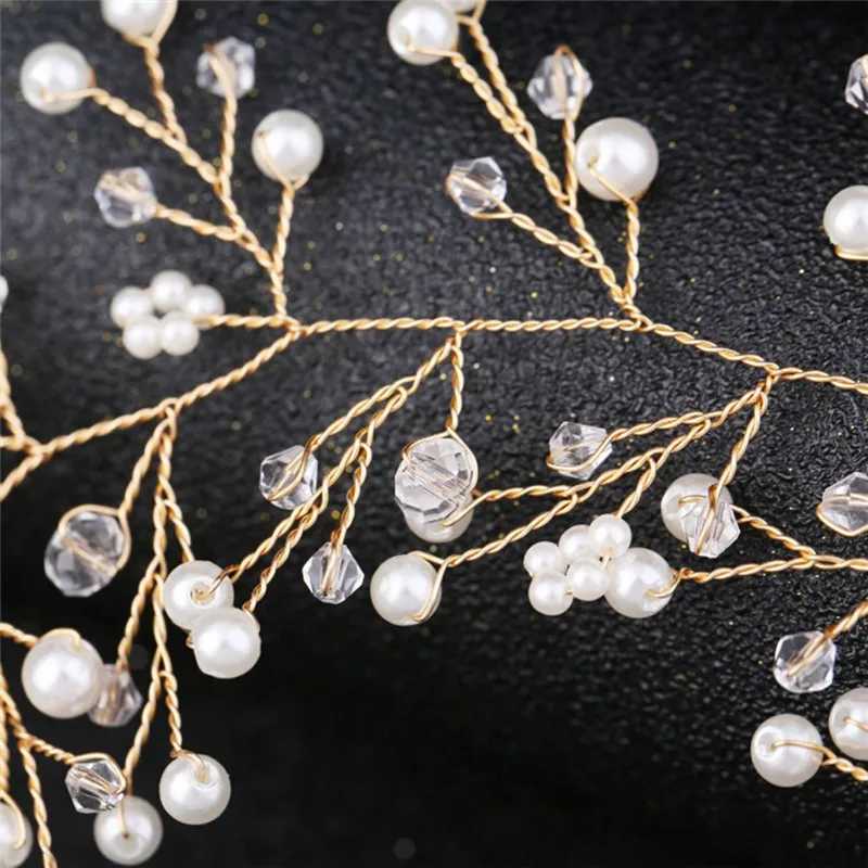 Simulated Pearl Bride Wedding Headpieces Hair Jewelry Crystal Headband Tiara Bride Hair AccessorieX240913