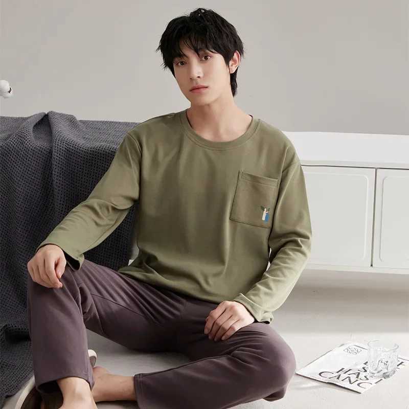 New in Mens Pajamas Set Autumn Winter Cotton Casual Sleepwear for sleeping Elegant Male Big Size Pyjamas Nightwear Home Clothes Y240913