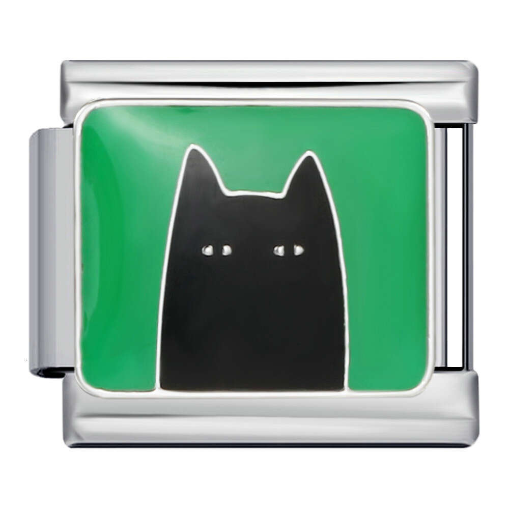 Pet Cat Dog Series Titanium Steel Welding Enamel Cartoon DIY Bead Bracelet Italian Charm Links Fit 9Mm Bracelet Jewelry DIY Making Gifts