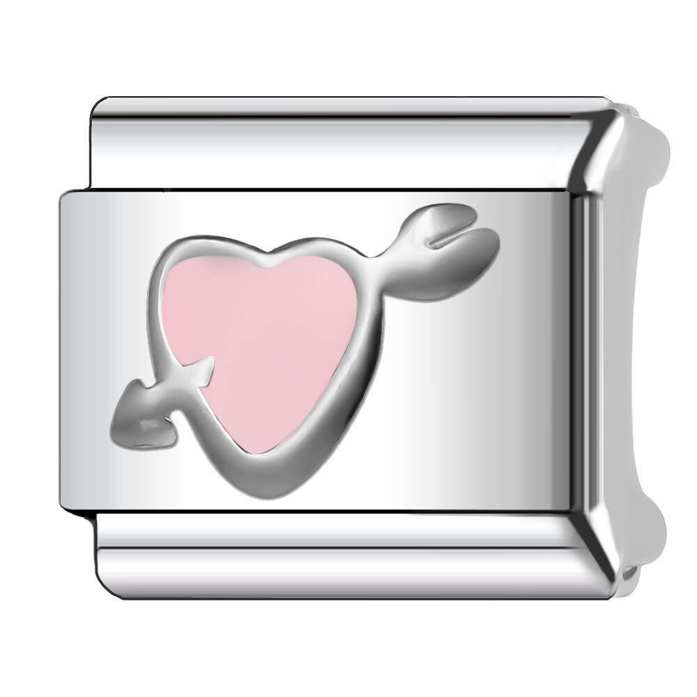 New Women's Gift Sweet heart and beautiful flowers Bead Italian Charms Links Bangle Beads Fit 9mm Stainless Steel Bracelet Making DIY For Women F