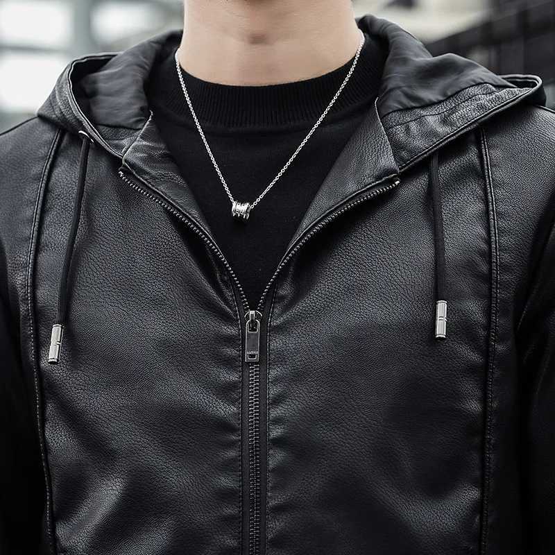 New Fashion Mens Hoodie Leather Jackets Autumn Casual Clothing Jacket Biker Motorcycle Coats Windproof Warm Leather Siz S-4XLX240913