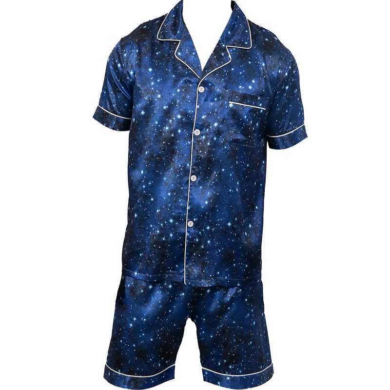 Two piece sets for mens pajamas summer short sleeved shorts star patterned printed home clothes sleepwear set Y240913